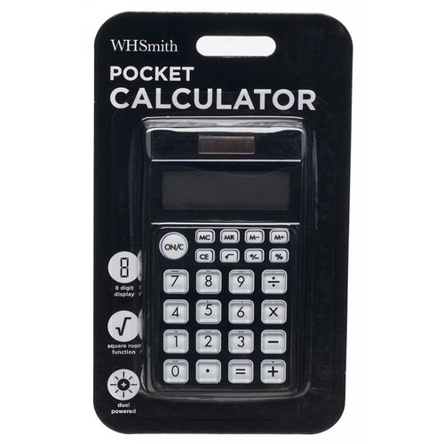 Black pocket calculator dual - pocket,